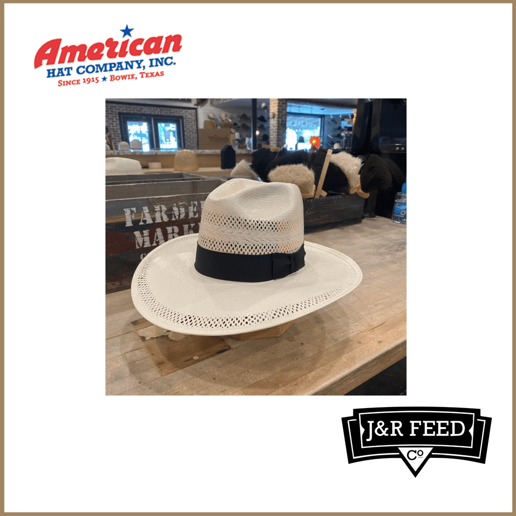 AMERICAN HAT CO 20X 8100 4" BRIM - BLACK RIB STRAW HAT - J&R Tack & Feed CO