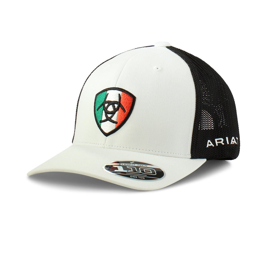 ARIAT CENTER MEXICO SHIELD LOGO WHITE CAP - J&R Tack & Feed CO
