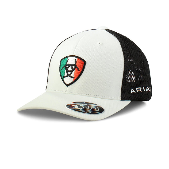 ARIAT CENTER MEXICO SHIELD LOGO WHITE CAP - J&R Tack & Feed CO