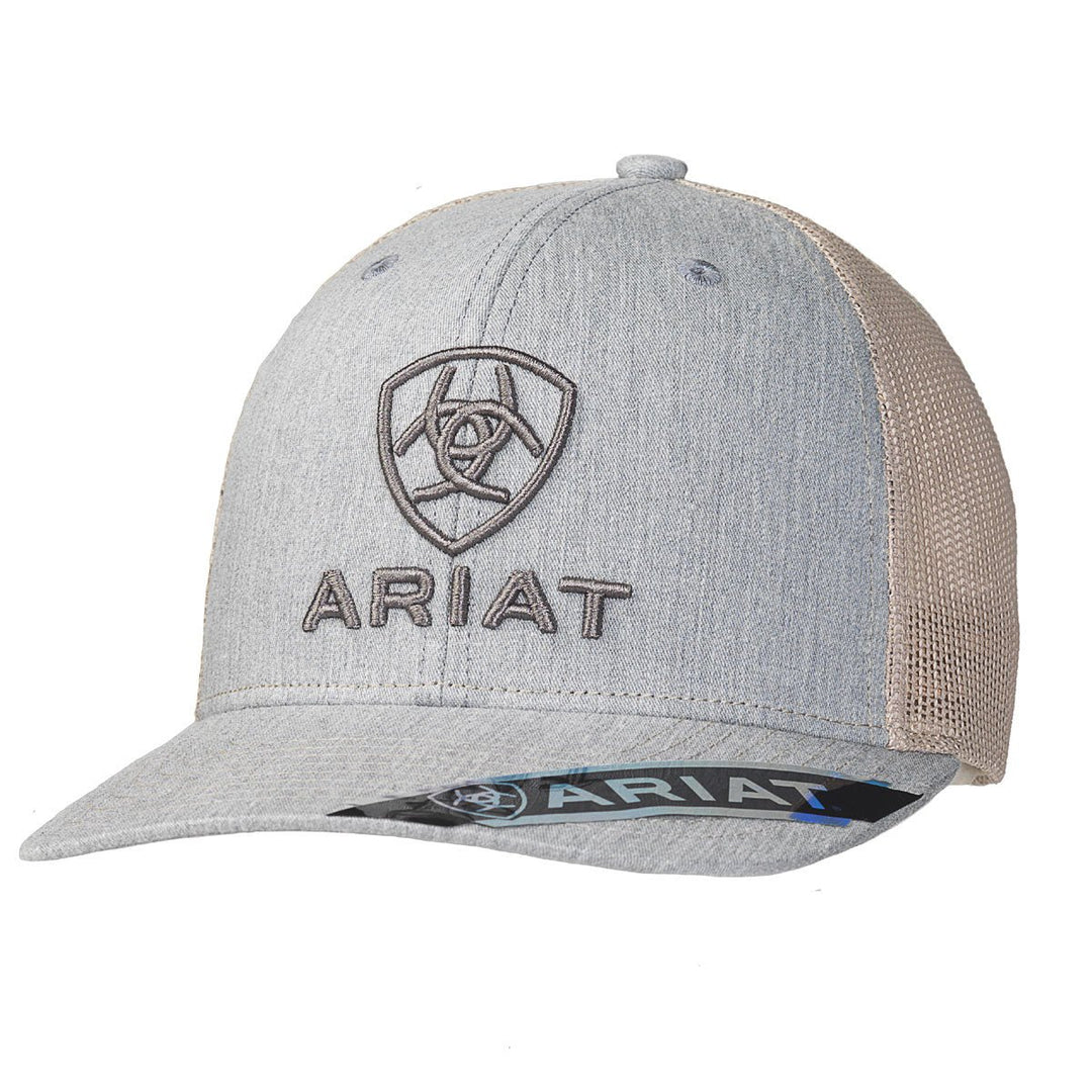 ARIAT MEN'S CENTER GRAY SHIELD MESH TAN CAP - J&R Tack & Feed CO