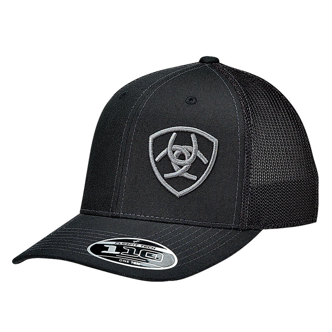ARIAT MEN'S OFFSET SILVER SHIELD BLACK CAP - J&R Tack & Feed CO