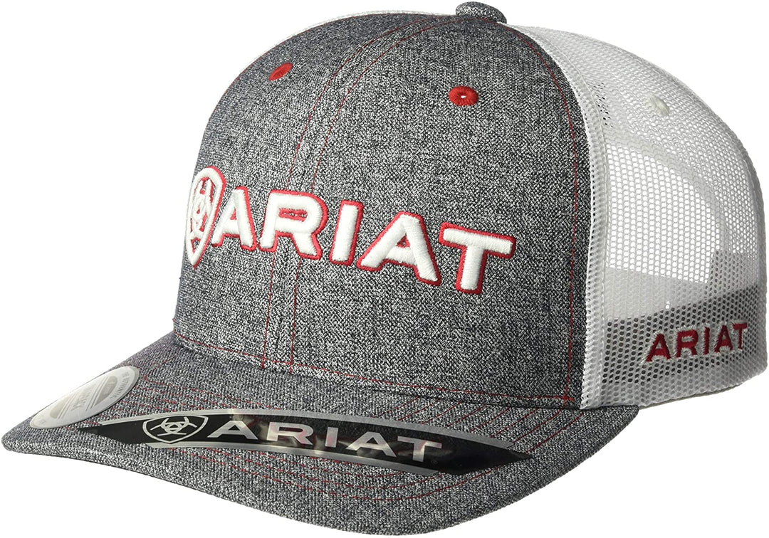 ARIAT MEN'S RED & WHITE LOGO GREY CAP - J&R Tack & Feed CO