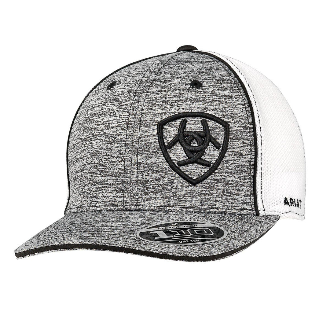 ARIAT OFFSET BLACK SHIELD HEATHER GREY CAP - J&R Tack & Feed CO