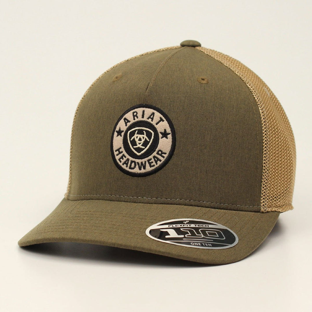 ARIAT ROUND SHIELD LOGO GREEN & TAN CAP - J&R Tack & Feed CO
