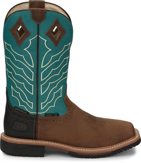 JUSTIN MEN'S DERRICKMAN WESTERN WORK BOOTS - STEEL TOE - J&R Tack & Feed CO