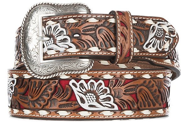Genuine Western Leather Brown Belt with Red Inlay Men main image 4