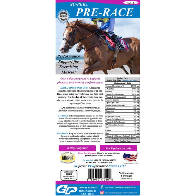 SU-PER PRE-RACE PASTE 60CC - J&R Tack & Feed CO
