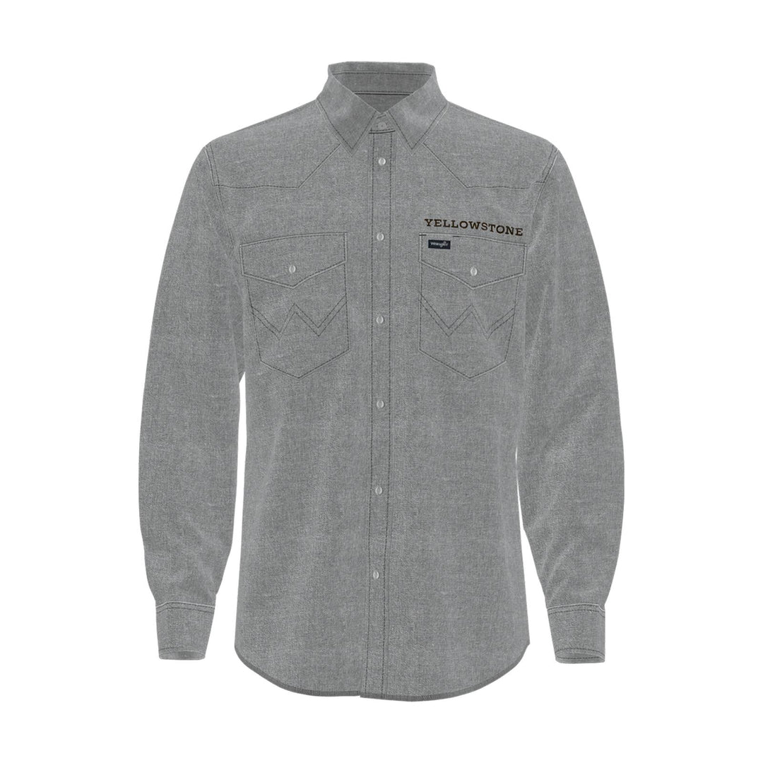 WRANGLER® YELLOWSTONE L/S SNAP SHIRT GREY CHAMBRAY - J&R Tack & Feed CO