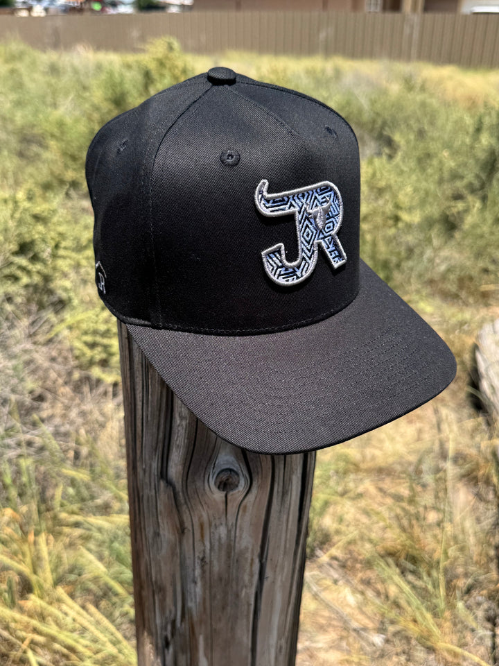 J&R AZTEC LOGO GREY/WHITE/BLUE - BLACK CAP