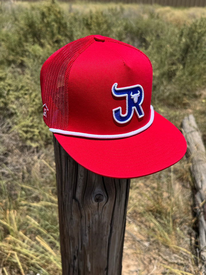 J&R LOGO WHITE/BLUE - RED CAP