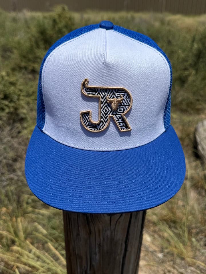 J&R AZTEC LOGO TAN/WHITE/BLUE - WHITE/BLUE CAP