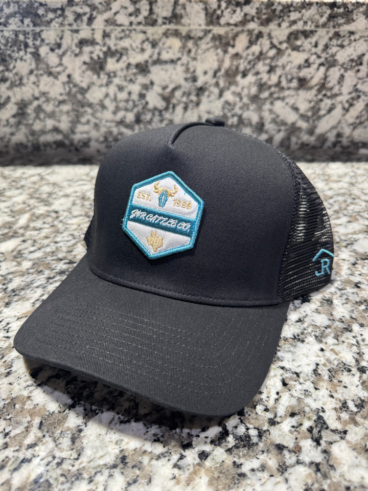 J&R CATTLE CO BLACK CAP - TEAL/GOLD