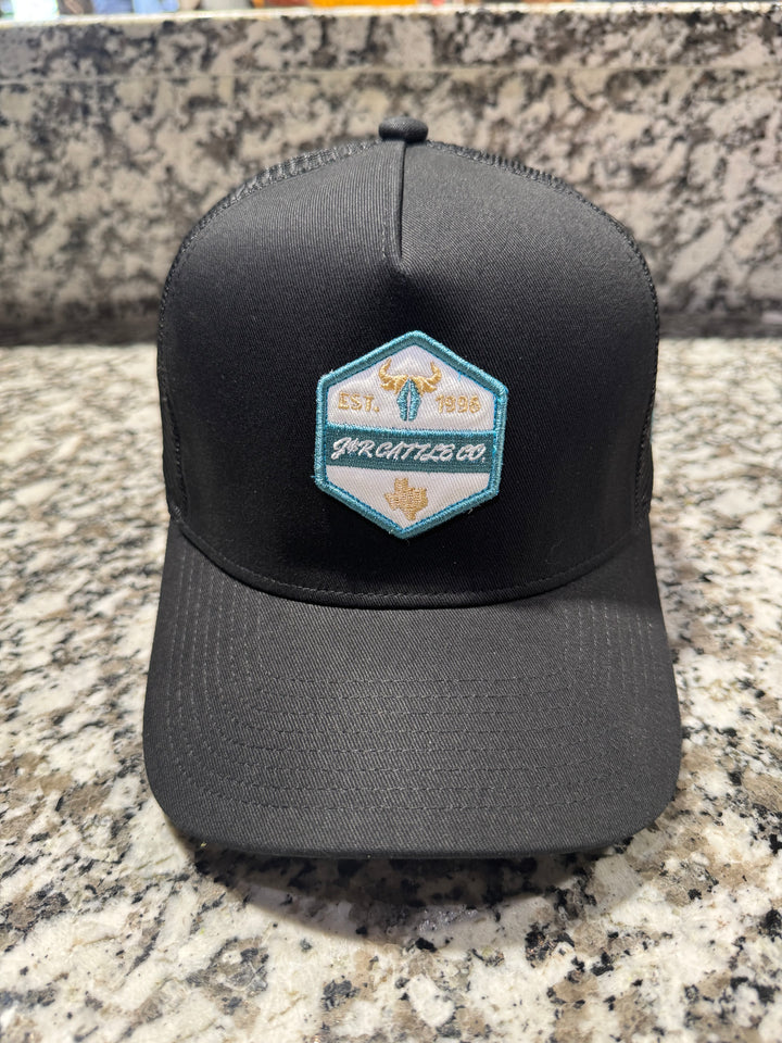 J&R CATTLE CO BLACK CAP - TEAL/GOLD