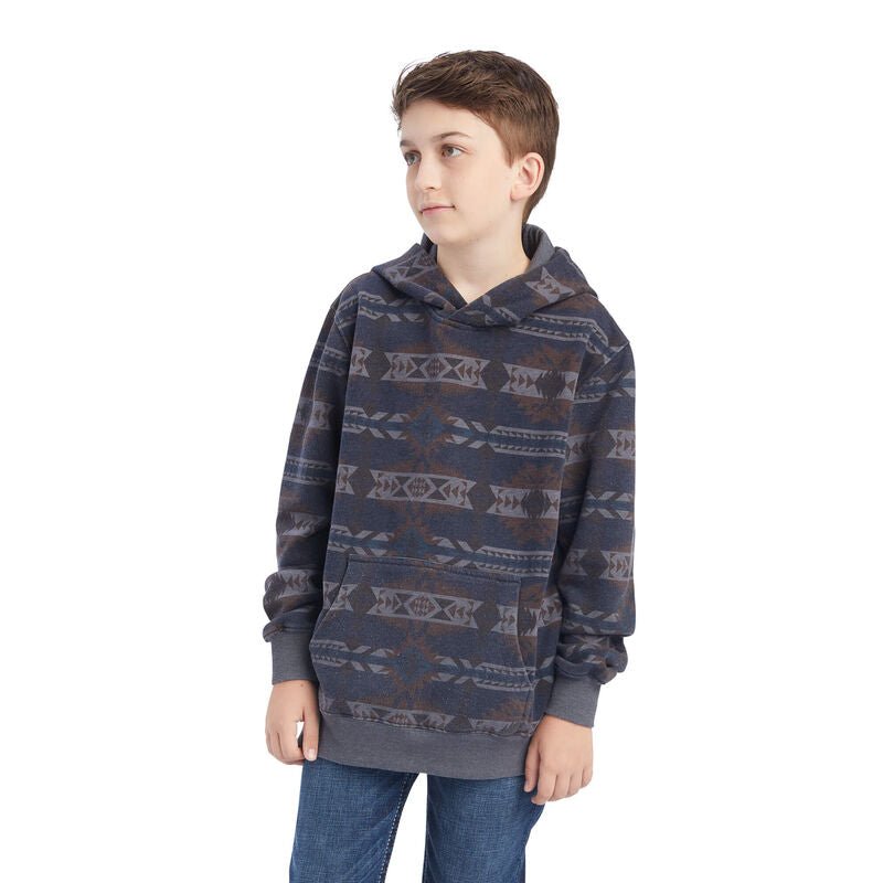 ARIAT BOYS PRINTED OVERDYED MARITIME BLUE SOUTHWEST SWEATER - J&R Tack & Feed CO