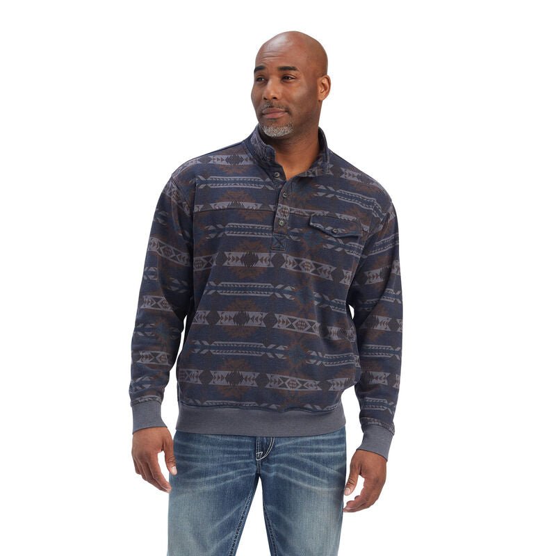 ARIAT MEN'S PRINTED OVERDYED MARITIME BLUE SOUTHWEST SWEATER - J&R Tack & Feed CO