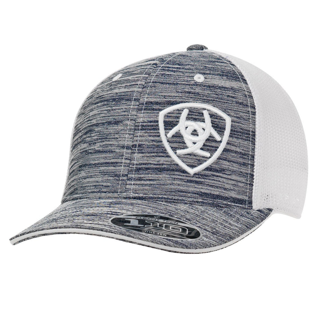 ARIAT OFFSET WHITE SHIELD HEATHER GREY CAP - J&R Tack & Feed CO
