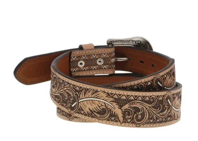 FEATHER FILIGREE HOOEY BELT NATURAL J R Tack Feed CO