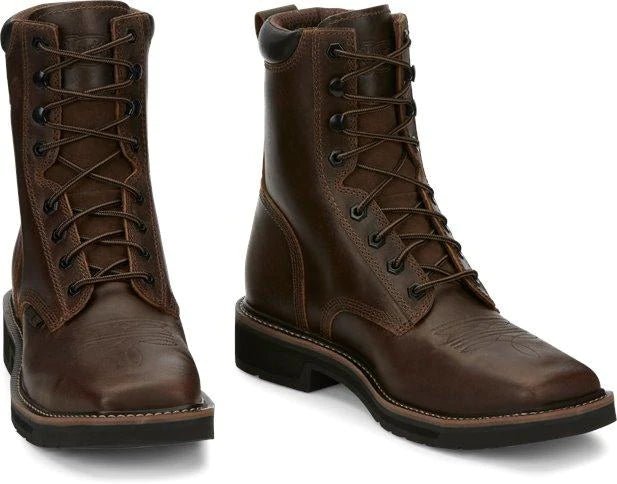JUSTIN MEN'S PULLEY LACE-UP WORK BOOTS - STEEL TOE - J&R Tack & Feed CO