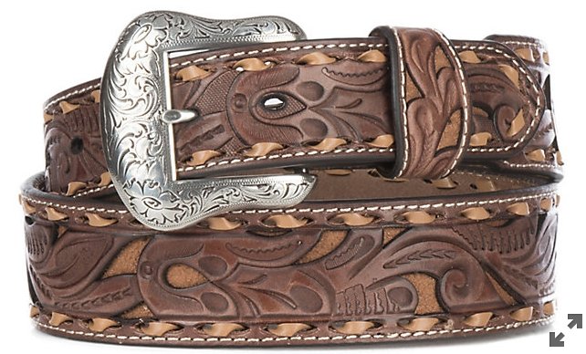 Nocona Men's Brown Genuine Leather Floral Tan Inlay & Lace Western Belt - J&R Tack & Feed CO